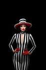 Female fashion model in black, white, and red. AI Generated. Art Print